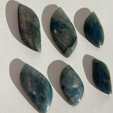 Load image into Gallery viewer, ⊹ Leaf Shaped Labradorite Cabachons, Full Flash ⊹ Choose Your Own ⊹
